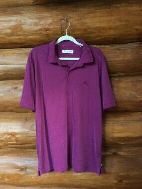 Tommy Bahama Bay Stripe IslandZone Performance Polo Shirt Purple Size Large Golf